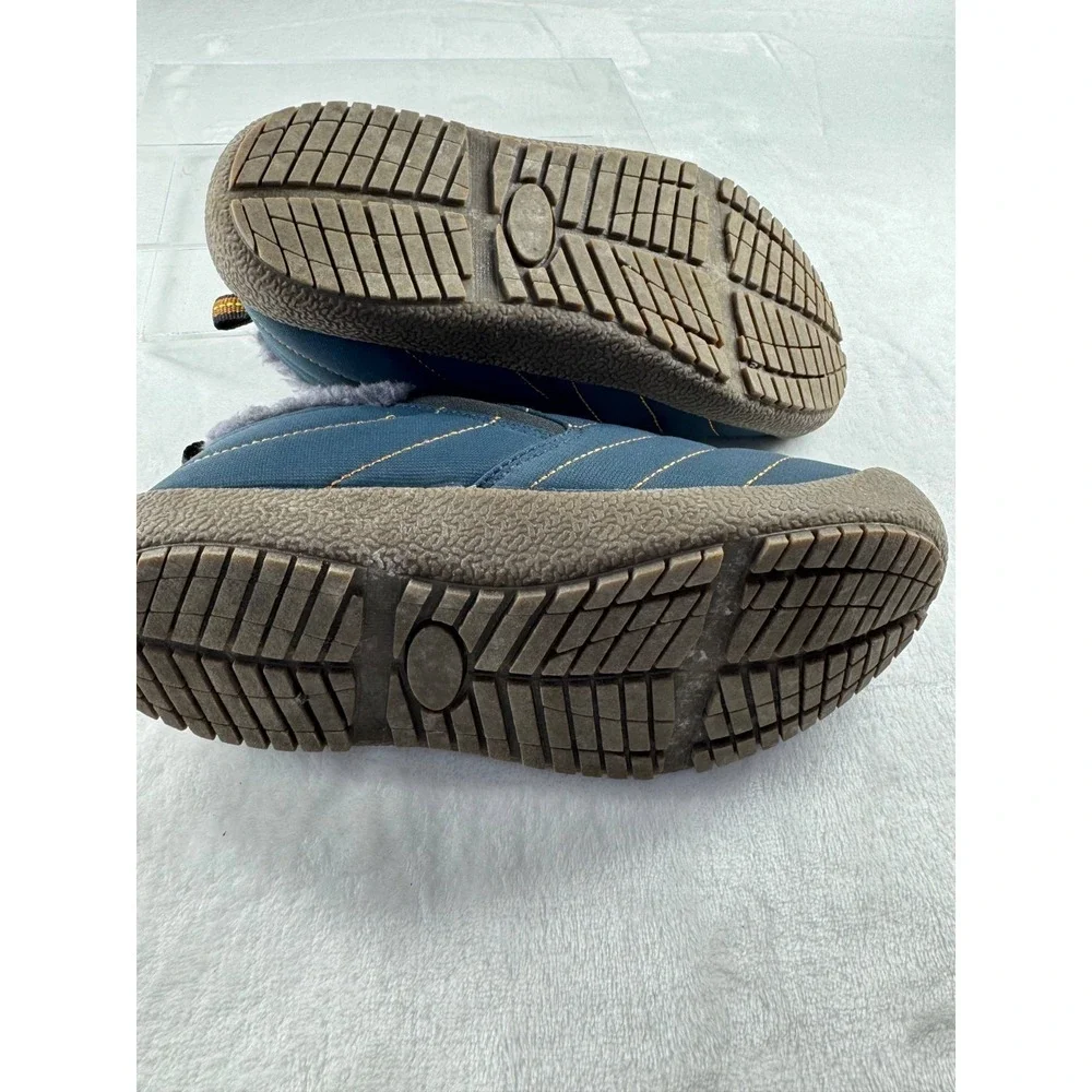 Fujeak Waterproof Snow Shoes‎ Women's 5.5  36 Blue Fur Lined Slip-On Winter